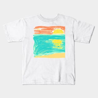 Beach SunSet Sketch Kids T-Shirt